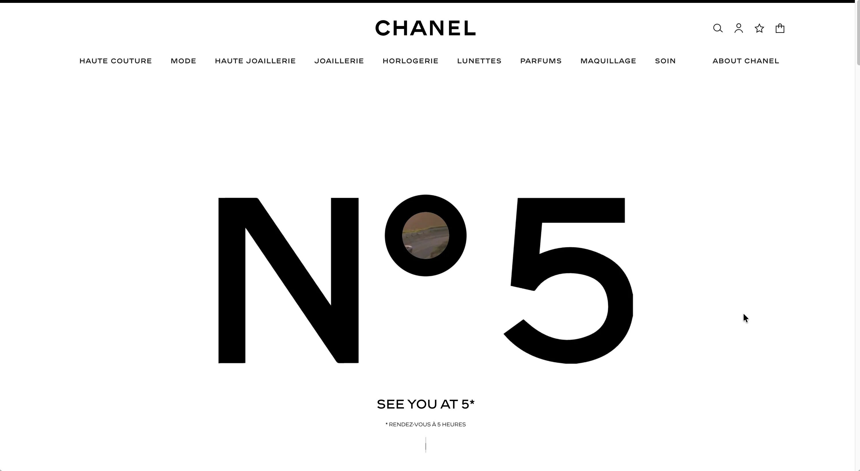 Chanel N°5 — campagne landing page — 1